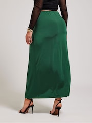 Yours Curve Green YOURS LONDON Curve Forest Green Slinky Maxi Skirt - Image 2 of 4