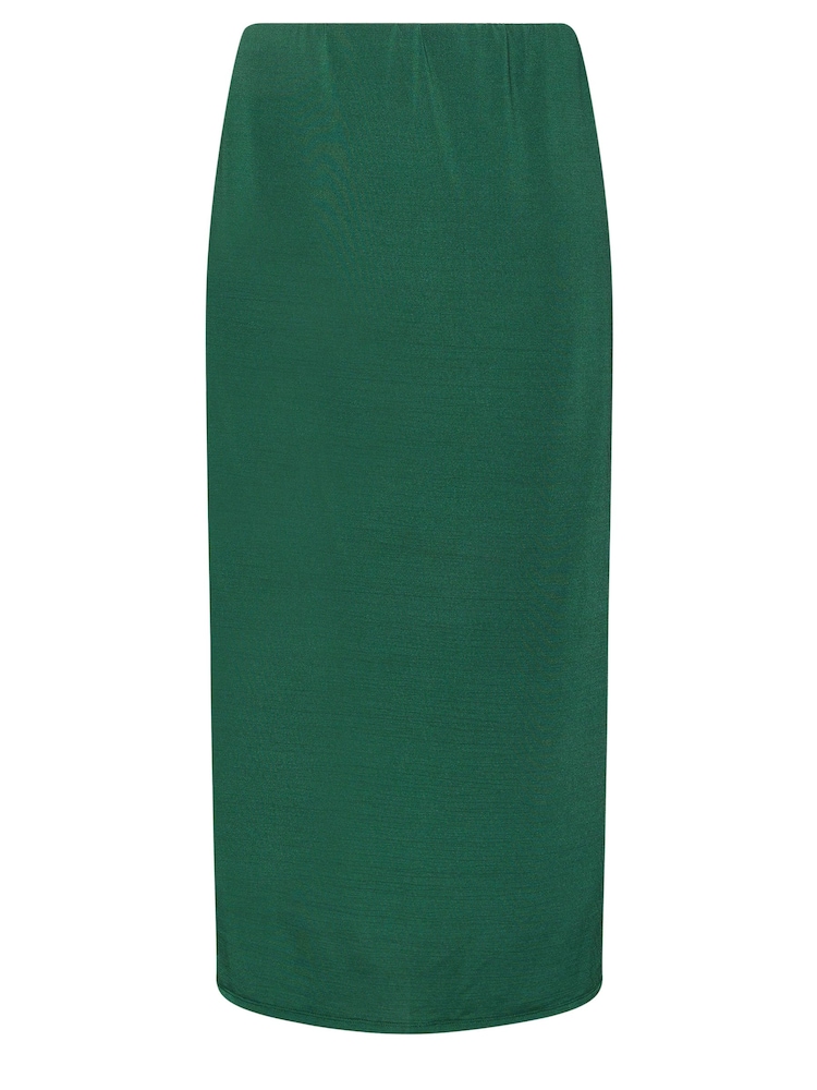Yours Curve Green YOURS LONDON Curve Forest Green Slinky Maxi Skirt - Image 5 of 5 Yours Curve Green YOURS LONDON Curve Forest Green Slinky Maxi Skirt - Image 5 of 5