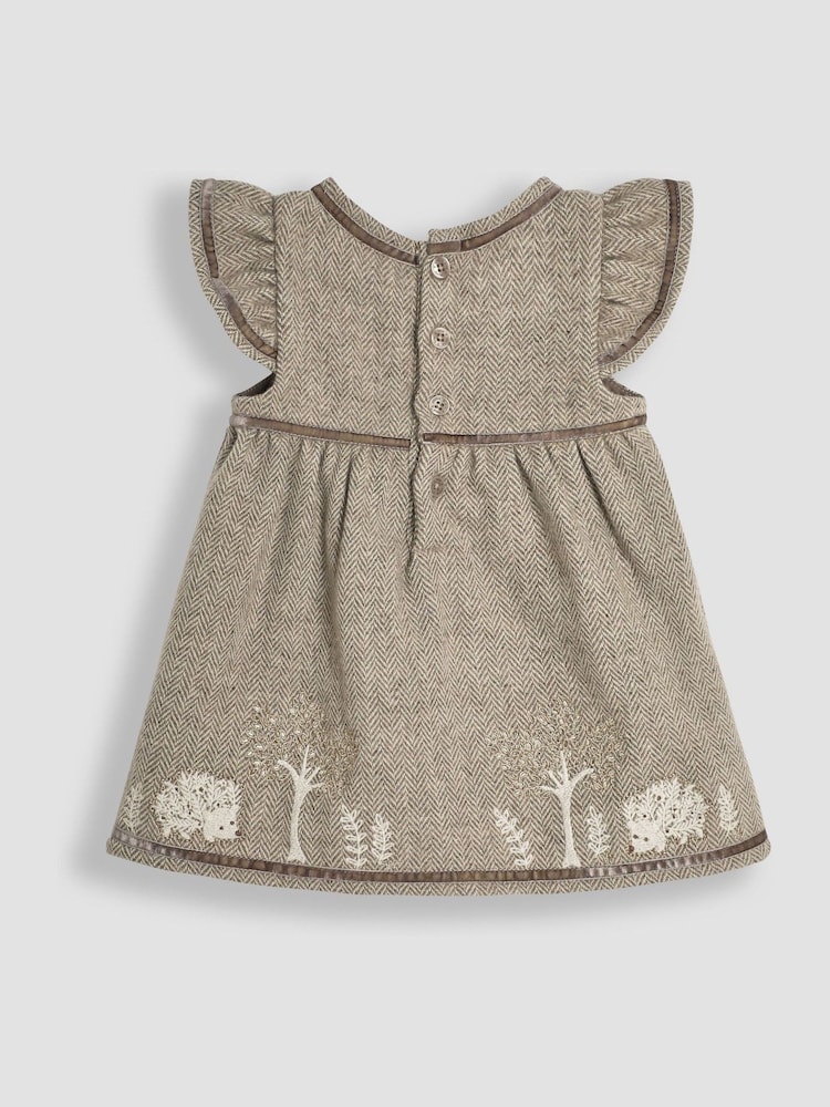 طقم من فستان مطرِّز برسومات الغابة ورداء علوي للبيبي من Jojo Maman Bébé - Image 3 of 6