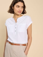 White Stuff White 100% Cotton Jersey Mix Beth Shirt - Image 4 of 7