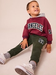Burgundy Red Varsity 100% Cotton Hoodie and Joggers Set (3mths-7yrs) - Image 1 of 7