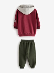 Burgundy Red Varsity 100% Cotton Hoodie and Joggers Set (3mths-7yrs) - Image 6 of 7