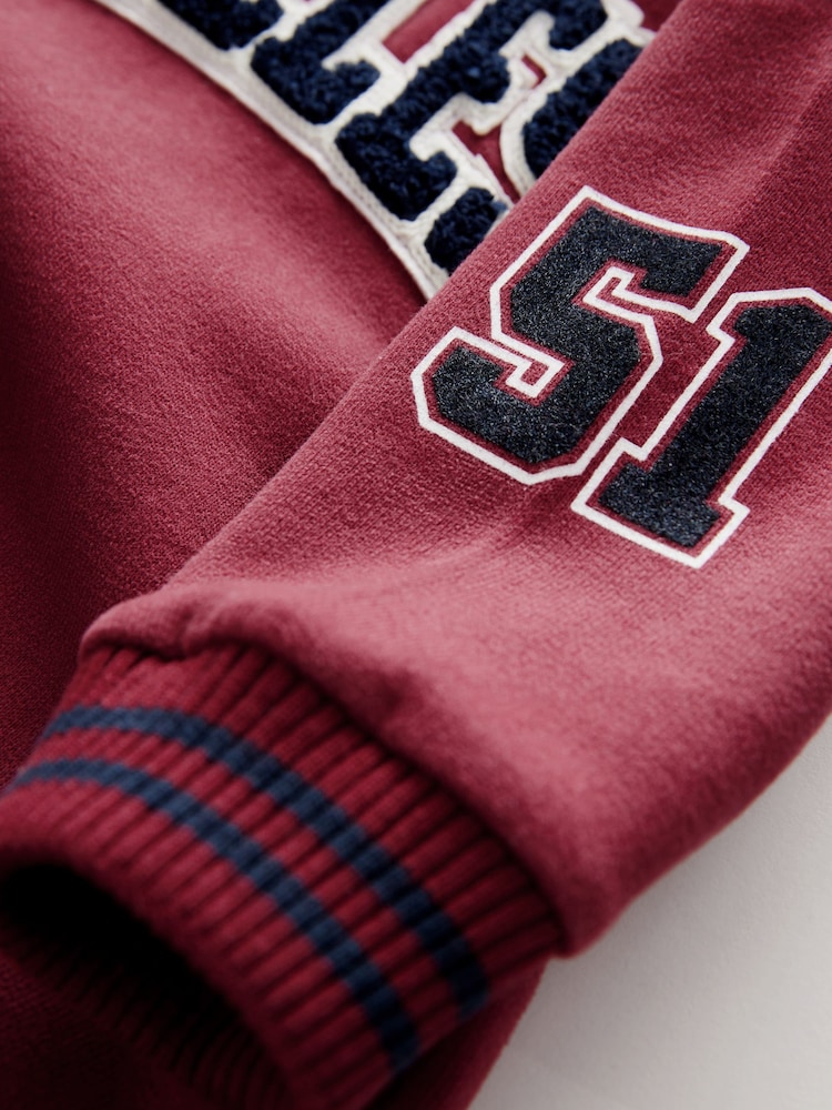 Burgundy Red Varsity 100% Cotton Hoodie and Joggers Set (3mths-7yrs) - Image 7 of 7