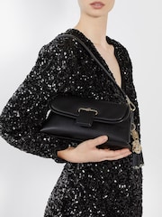 Dune London Dark Black Chelsea Pillow Leather Shoulder Bag - Image 1 of 6