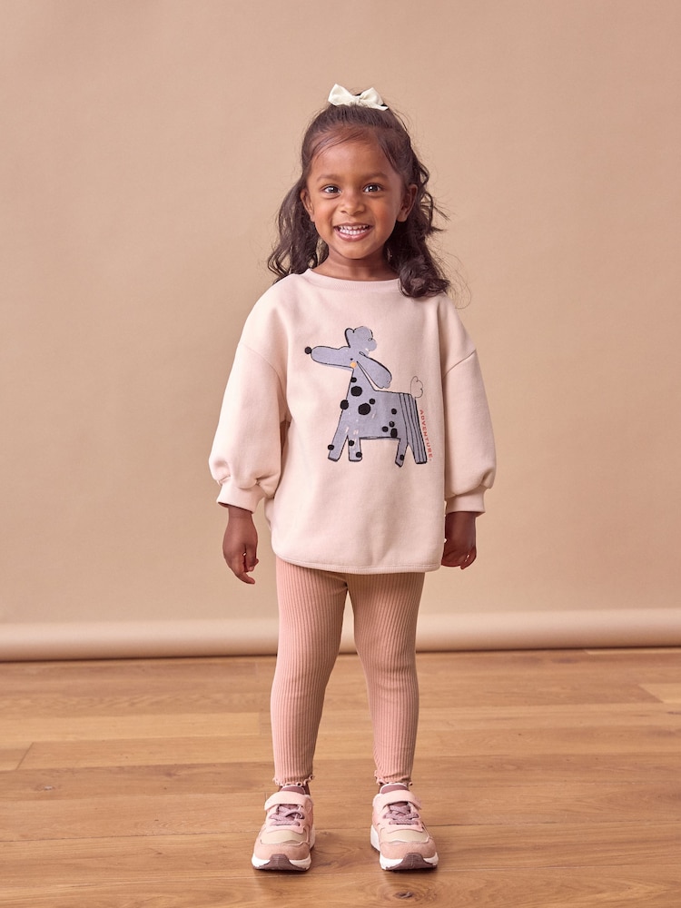 Pale Pink Sweatshirt & Leggings Set (3mths-7yrs) - Image 1 of 7 Pale Pink Sweatshirt & Leggings Set (3mths-7yrs) - Image 1 of 7