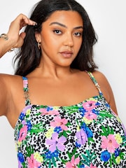 Yours Curve Multi Floral Dalmatian Print Tankini Top - Image 4 of 6