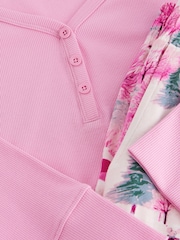 Bath & Body Works Pink/Cream 100% Cotton Jersey Ski Pyjamas - Image 9 of 10