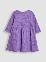 JoJo Maman Bébé Lilac Purple Llama Appliqué Button Front Dress - Image 5 of 6