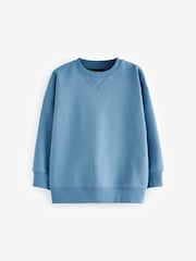 Blue Oversized Plain Crew Neck 100% Cotton Sweatshirt (3-16yrs) - Image 1 of 4