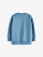 Blue Oversized Plain Crew Neck 100% Cotton Sweatshirt (3-16yrs) - Image 2 of 4