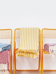 Oliver Bonas Yellow Alma Woven Stripe Throw - Image 1 of 4