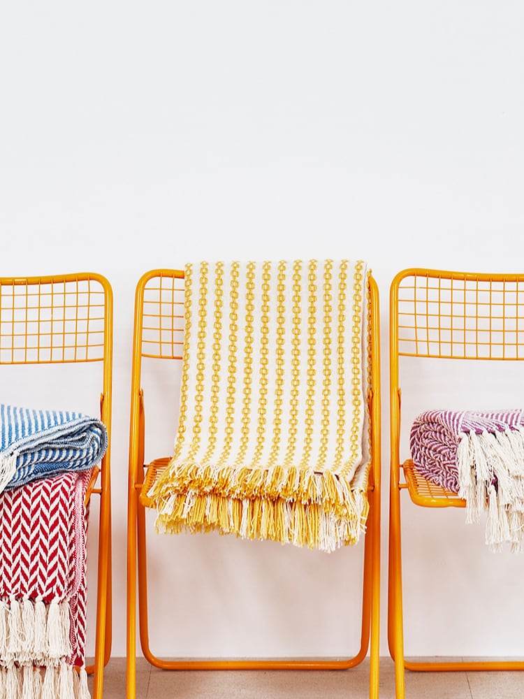 Oliver Bonas Yellow Alma Woven Stripe Throw - Image 1 of 4 Oliver Bonas Yellow Alma Woven Stripe Throw - Image 1 of 4