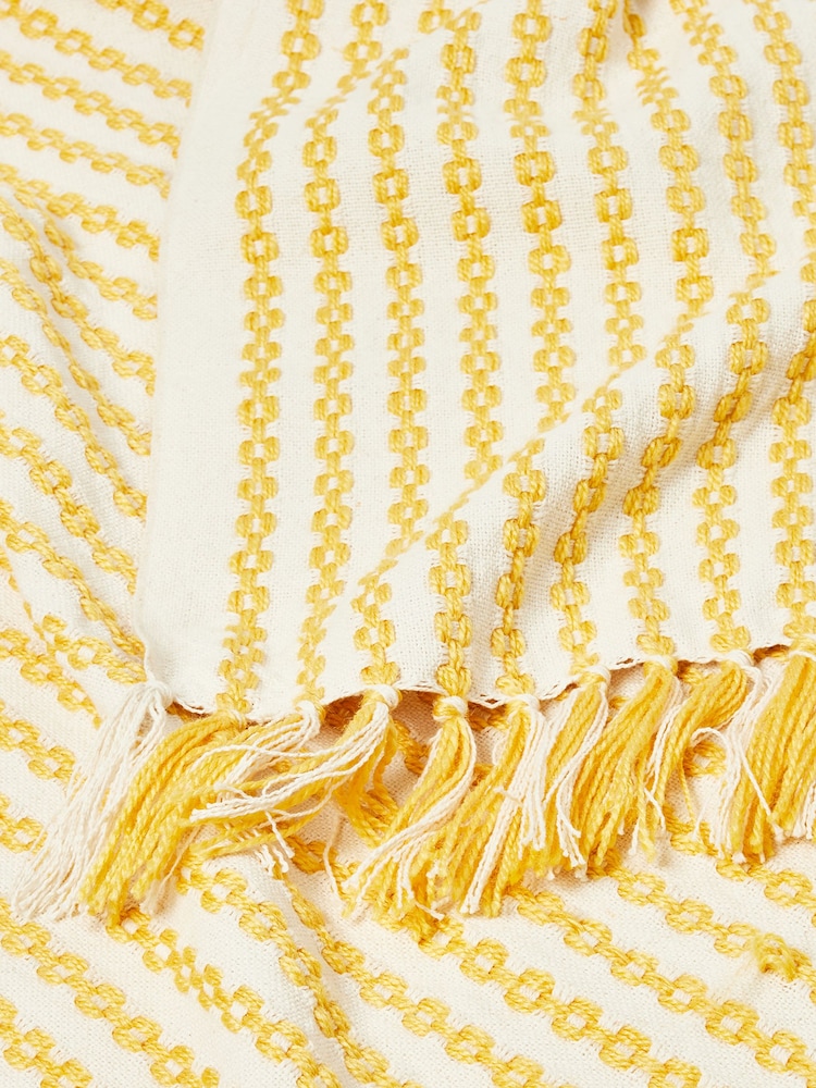 Oliver Bonas Yellow Alma Woven Stripe Throw - Image 4 of 4