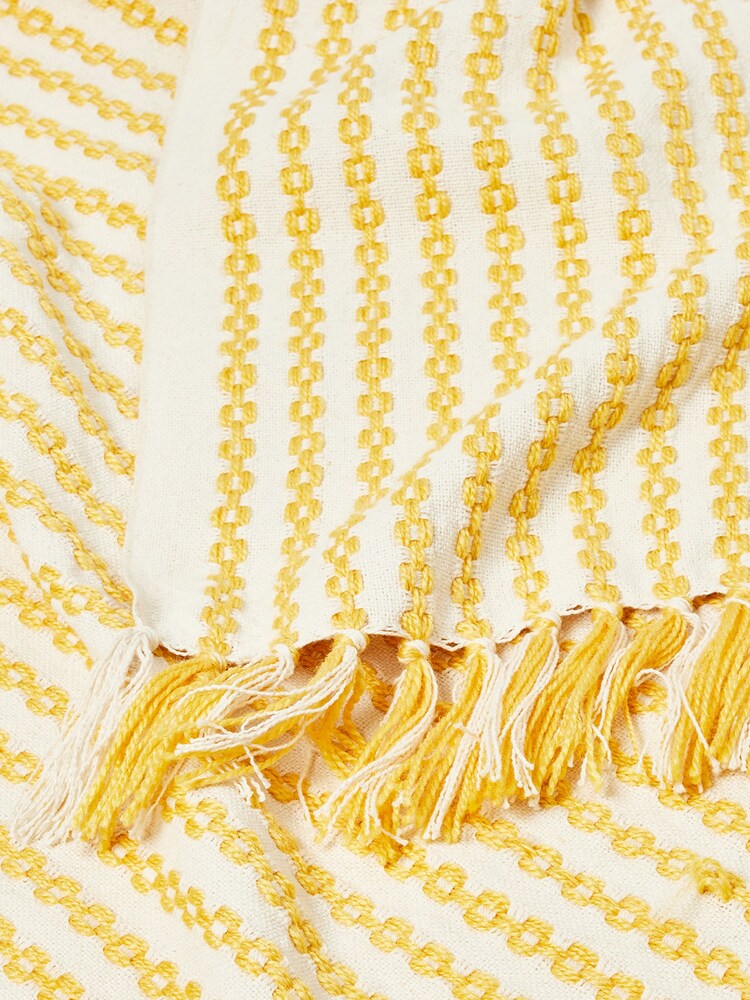 Oliver Bonas Yellow Alma Woven Stripe Throw - Image 4 of 4 Oliver Bonas Yellow Alma Woven Stripe Throw - Image 4 of 4