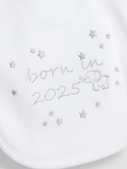 JoJo Maman Bébé White Born In 2025 Embroidered Bib - Image 3 of 3