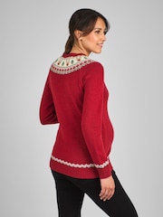 JoJo Maman Bébé Red Reindeer Fair Isle Pattern Jumper - Image 2 of 4