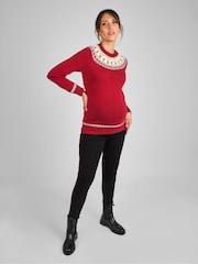 JoJo Maman Bébé Red Reindeer Fair Isle Pattern Jumper - Image 3 of 4