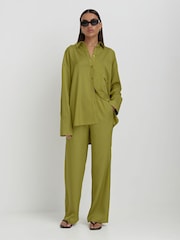 4th & Reckless Green MIMI Jacquard Satin Trousers - Image 1 of 5