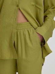 4th & Reckless Green MIMI Jacquard Satin Trousers - Image 4 of 5