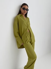 4th & Reckless Green MIMI Jacquard Satin Trousers - Image 5 of 5