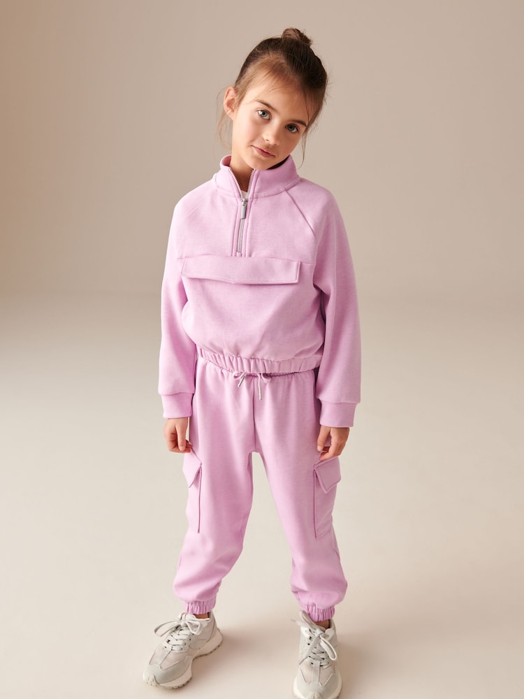 Pink Zip Crew And Cargo Joggers Set (3-16yrs) - Image 1 of 7