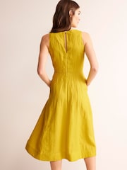 Boden Yellow Petite Carla 100% Linen Midi Dress - Image 3 of 6