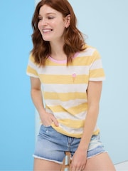 FatFace Judes Yellow Natalie Stripe T-Shirt - Image 4 of 7