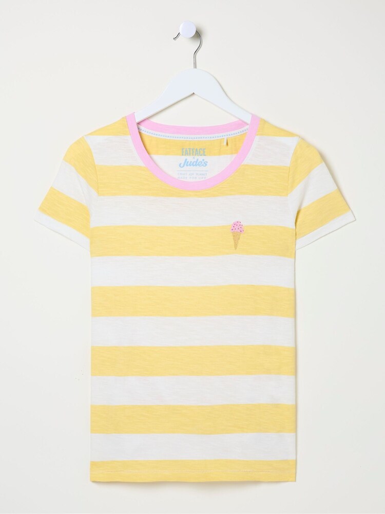 FatFace Judes Yellow Natalie Stripe T-Shirt - Image 7 of 7