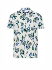 BadRhino Big & Tall White & Blue Tropical 100% Cotton Shirt - Image 2 of 3