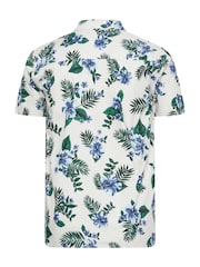 BadRhino Big & Tall White & Blue Tropical 100% Cotton Shirt - Image 3 of 3