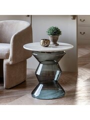 Gallery Home Clear Rabat Glass and Marble Side Table - Image 1 of 4