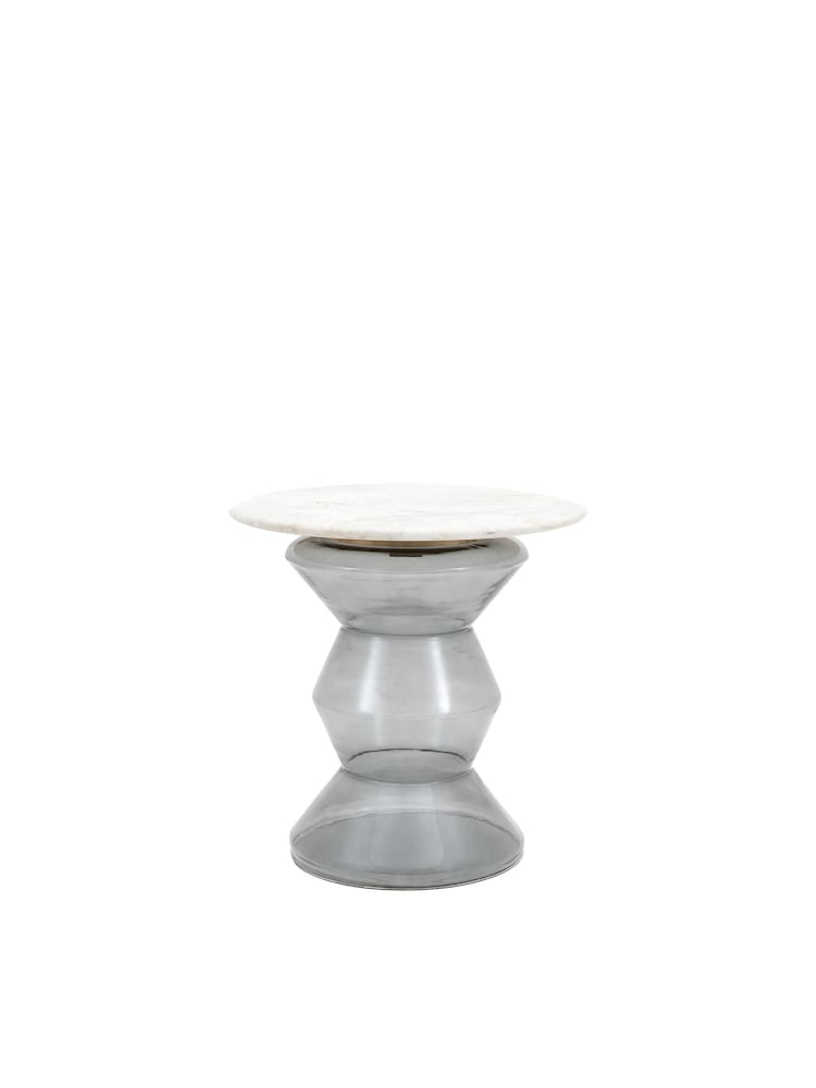 Gallery Home Clear Rabat Glass and Marble Side Table - Image 4 of 4