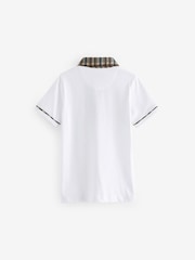 White Check Patterned Collar 100% Cotton Short Sleeve Polo Shirt (3-16yrs) - Image 2 of 3
