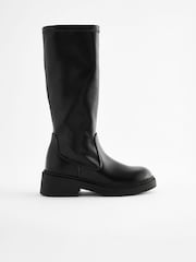 Black Tall Sock Heeled Boots - Image 2 of 5