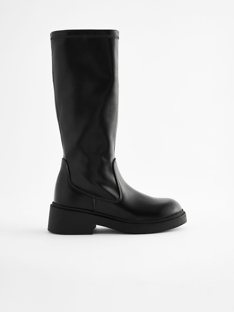 Black Tall Sock Heeled Boots - Image 2 of 5