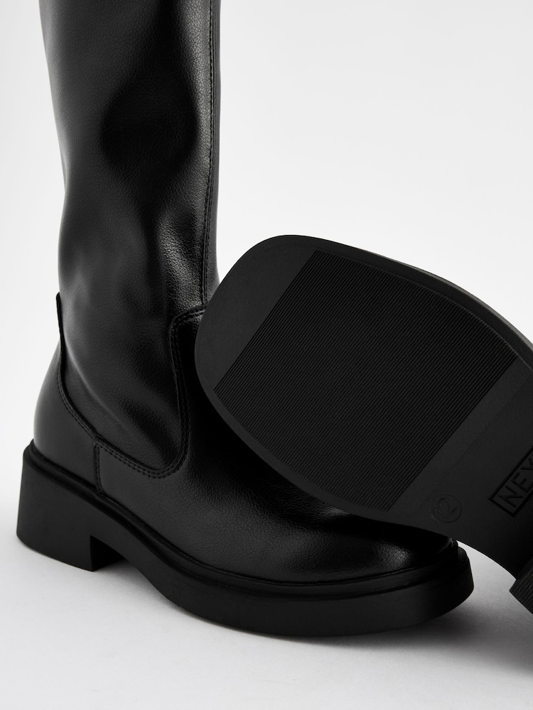Black Tall Sock Heeled Boots - Image 5 of 5