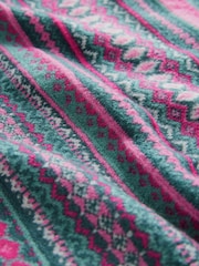 Teal Blue Fairisle Pattern Stripe Crew Neck Knitted Jumper - Image 7 of 7