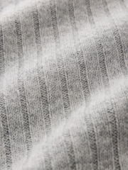 Light Grey Roll Neck Regular Fit Premium Lambswool Blend Rib Texture Jumper - Image 4 of 7