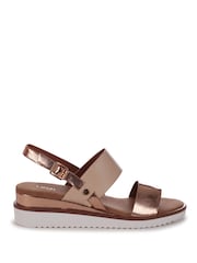 Linzi Metallic Adriana Faux Leather Wedged Sandals - Image 2 of 4