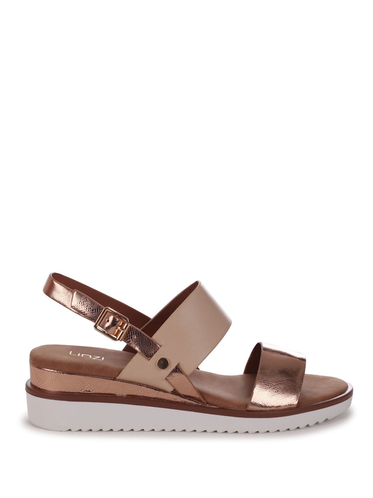Linzi Metallic Adriana Faux Leather Wedged Sandals - Image 2 of 4