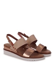 Linzi Metallic Adriana Faux Leather Wedged Sandals - Image 3 of 4
