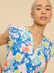 White Stuff White 100% Cotton Woven Frill Tessa Top - Image 4 of 7