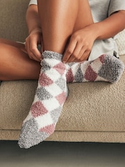 Pink/Grey Cosy Socks 4 Pack - Image 2 of 6