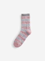 Pink/Grey Cosy Socks 4 Pack - Image 4 of 6