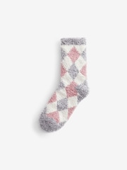 Pink/Grey Cosy Socks 4 Pack - Image 5 of 6