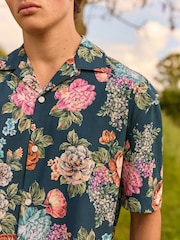 Navy Blue EDIT Short Sleeve Floral Printed Shirt - Image 4 of 7