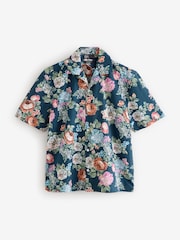 Navy Blue EDIT Short Sleeve Floral Printed Shirt - Image 5 of 7