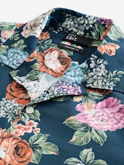 Navy Blue EDIT Short Sleeve Floral Printed Shirt - Image 7 of 7