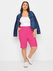 Yours Curve Pink Cool 100% Cotton Shorts With Self Tie Waist Band - Image 2 of 5