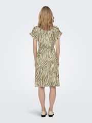 JDY Green Zebra Print Short Sleeve Shirt Dress - Image 2 of 4